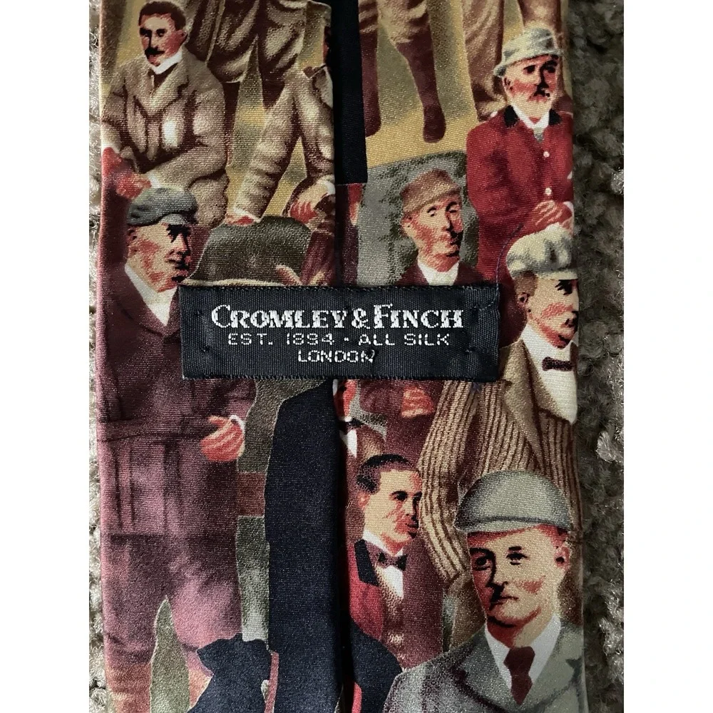 Cromley & Finch Neckwear Tie Golf Portrait Knicker Pattern London 100% Silk JBHS
